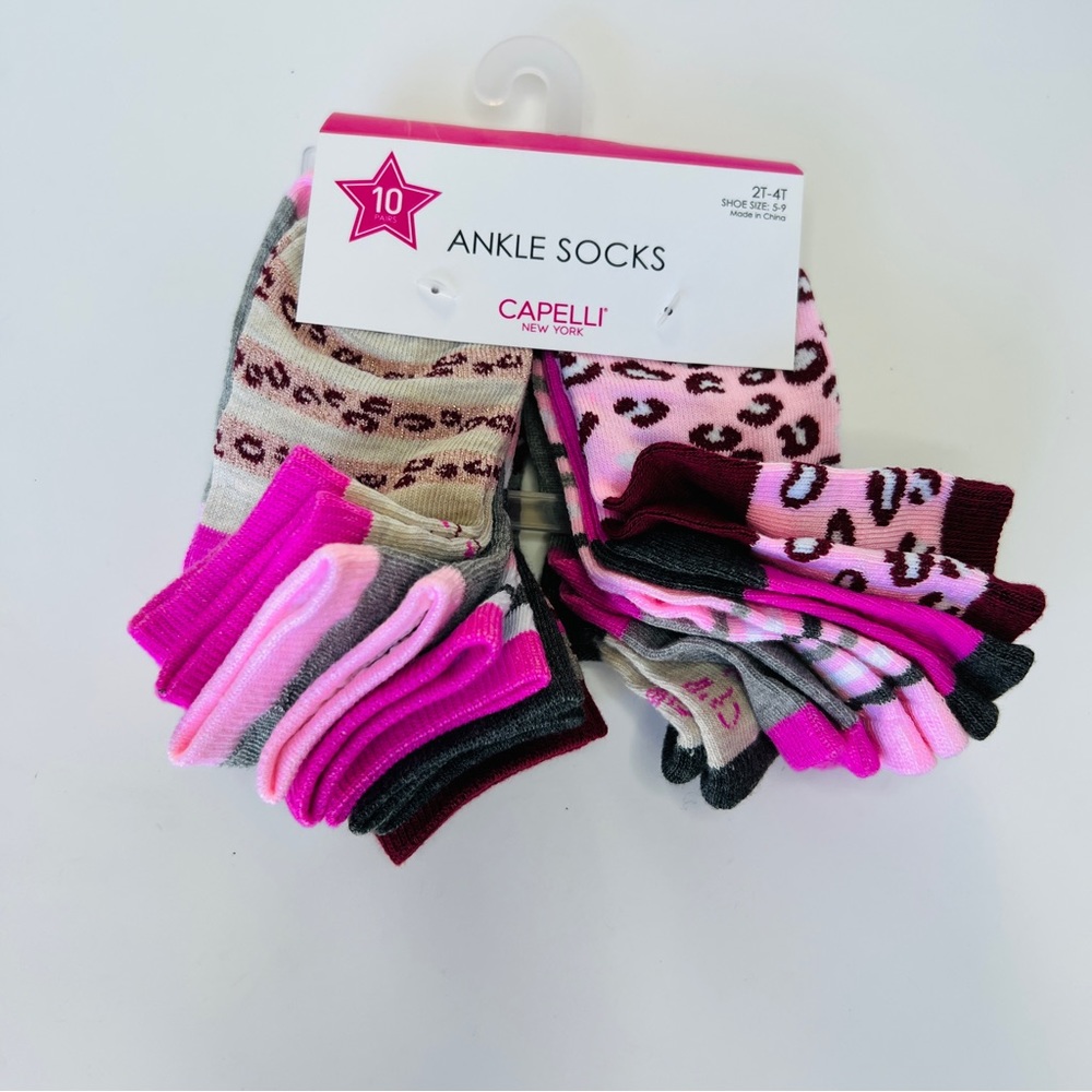 Capelli 10 Pack Ankle Socks 2T-4T Shoe Size 5-9 - Picture 1 of 4